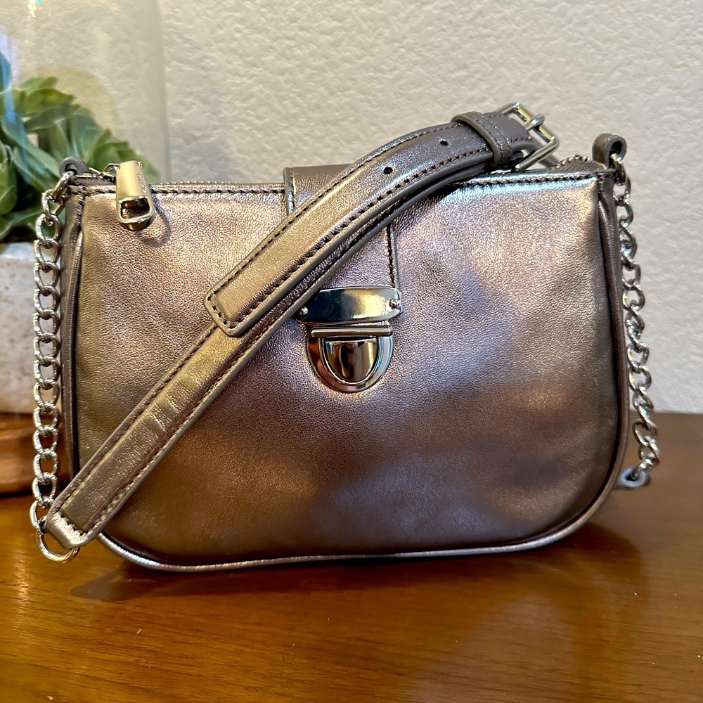 Talbots Leather Metallic Silver Crossbody/Shoulder Bag - NWOT - Picture 3 of 13